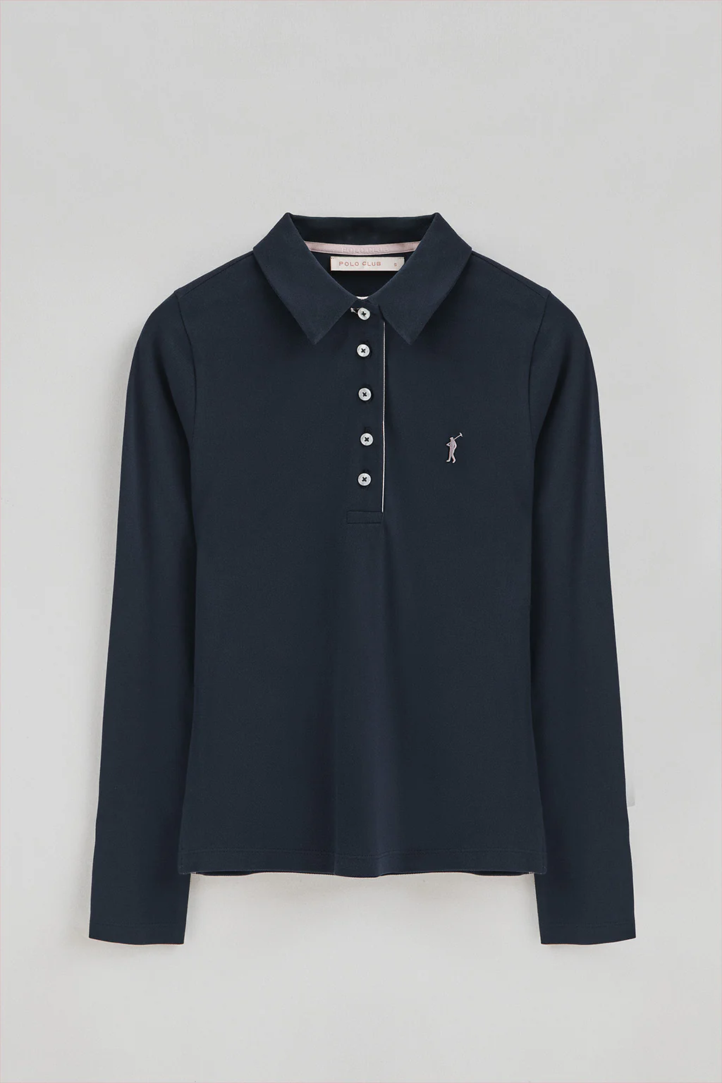 Navy-blue polo shirt with contrast detailing and Rigby Go embroidery - Image 5