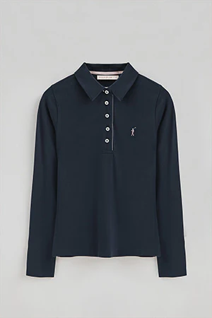 Navy-blue polo shirt with contrast detailing and Rigby Go embroidery - Image 9