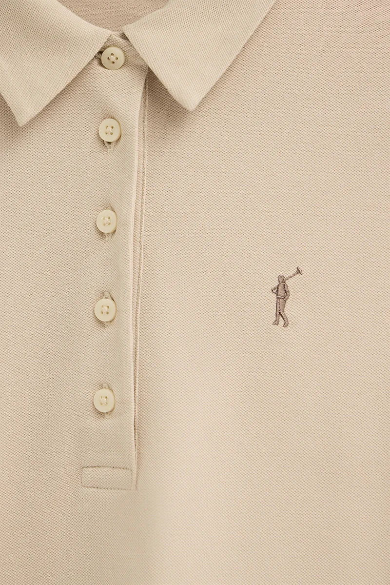 Beige long-sleeve slim-fit polo shirt with Rigby Go embroidery - Image 7