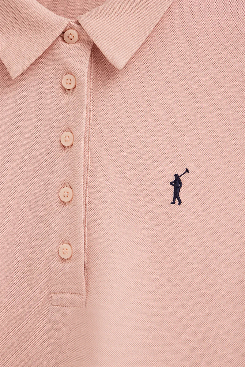 Pale-pink long-sleeve slim-fit polo shirt with Rigby Go embroidery - Image 6