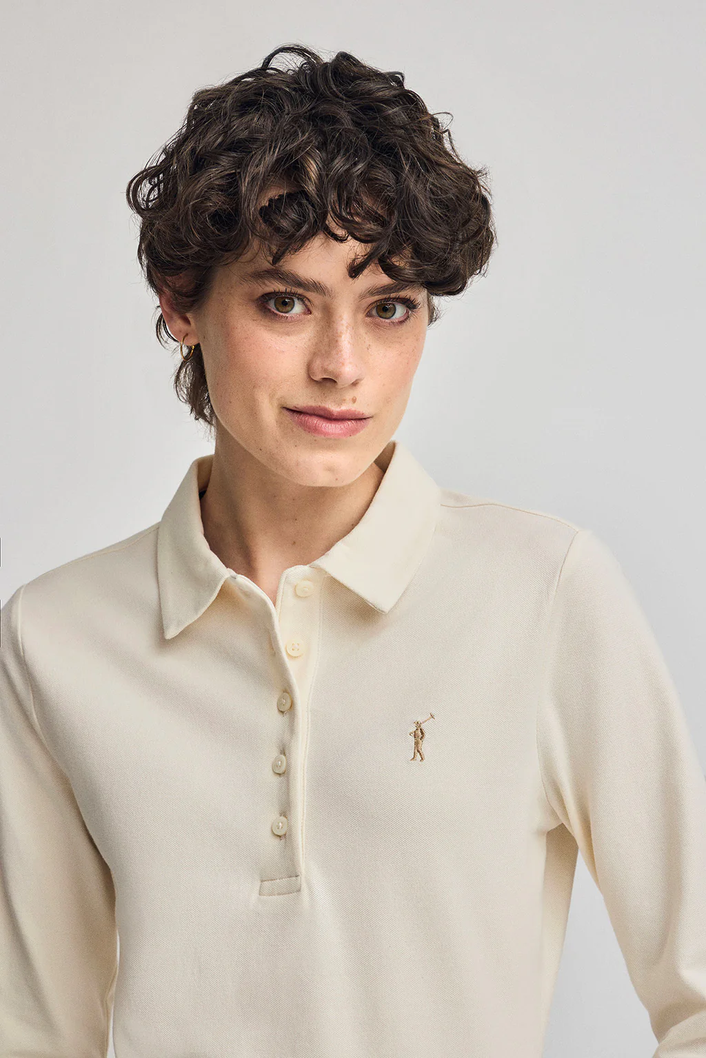 Nude five-button polo shirt Priyanka with Rigby Go embroidery - Image 3