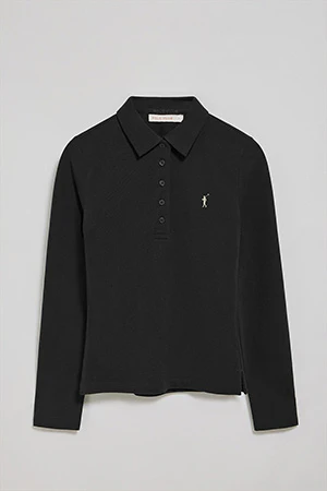 Black five-button polo shirt Priyanka with Rigby Go embroidery - Image 9