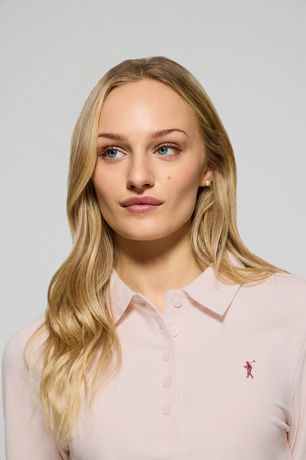 Pink five-button polo shirt Priyanka with Rigby Go embroidery - Image 3