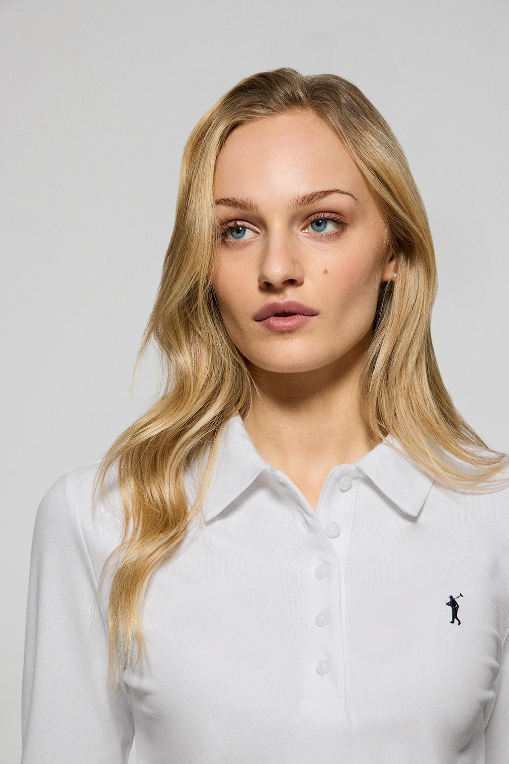 White five-button polo shirt Priyanka with Rigby Go embroidery - Image 3