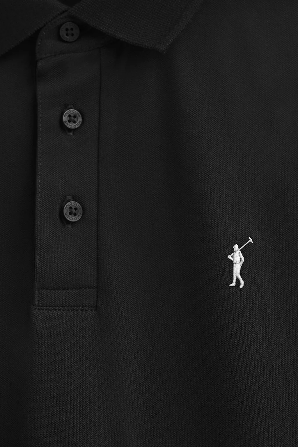 Black slim-fit pique polo shirt with Rigby Go embroidered logo - Image 6