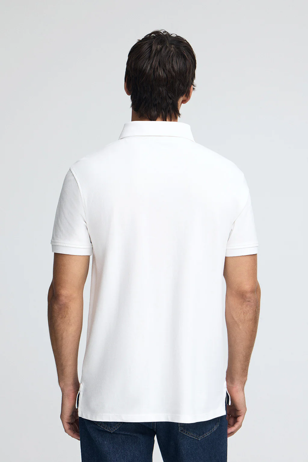 White slim-fit pique polo shirt with Rigby Go embroidered logo - Image 4