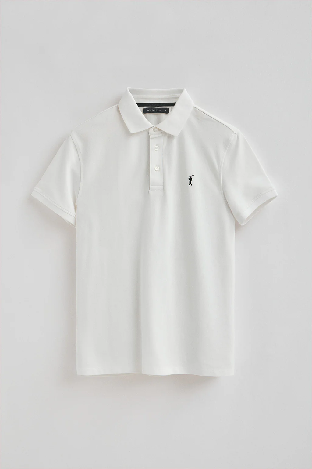 White slim-fit pique polo shirt with Rigby Go embroidered logo - Image 5