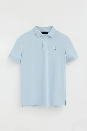 Light-blue slim-fit polo shirt with Rigby Go embroidery - Image 10