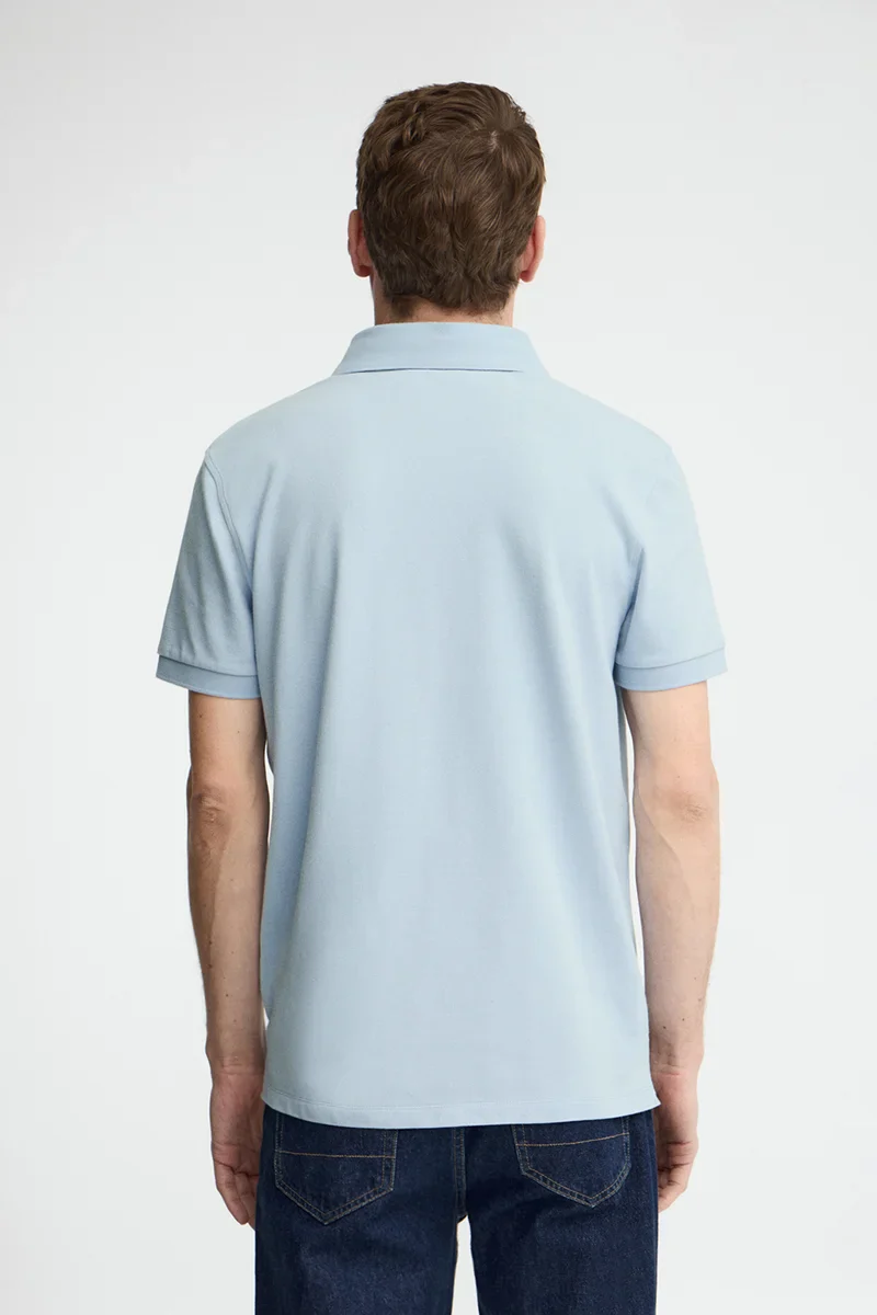Light-blue slim-fit polo shirt with Rigby Go embroidery - Image 5