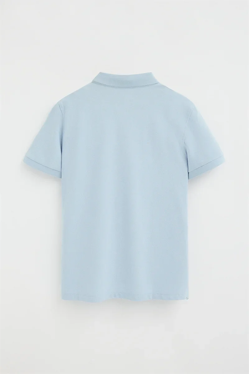 Light-blue slim-fit polo shirt with Rigby Go embroidery - Image 8