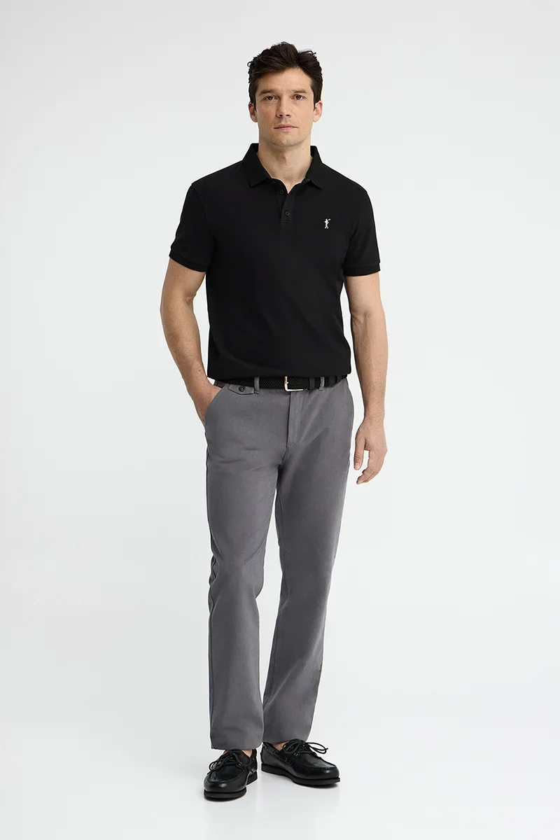 Black slim-fit polo shirt with Rigby Go embroidery - Image 4