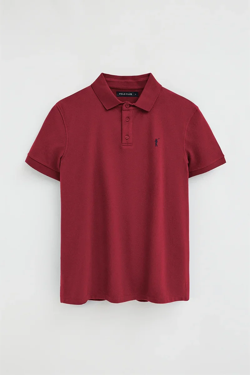 Burnt-red slim-fit polo shirt with Rigby Go embroidery - Image 9