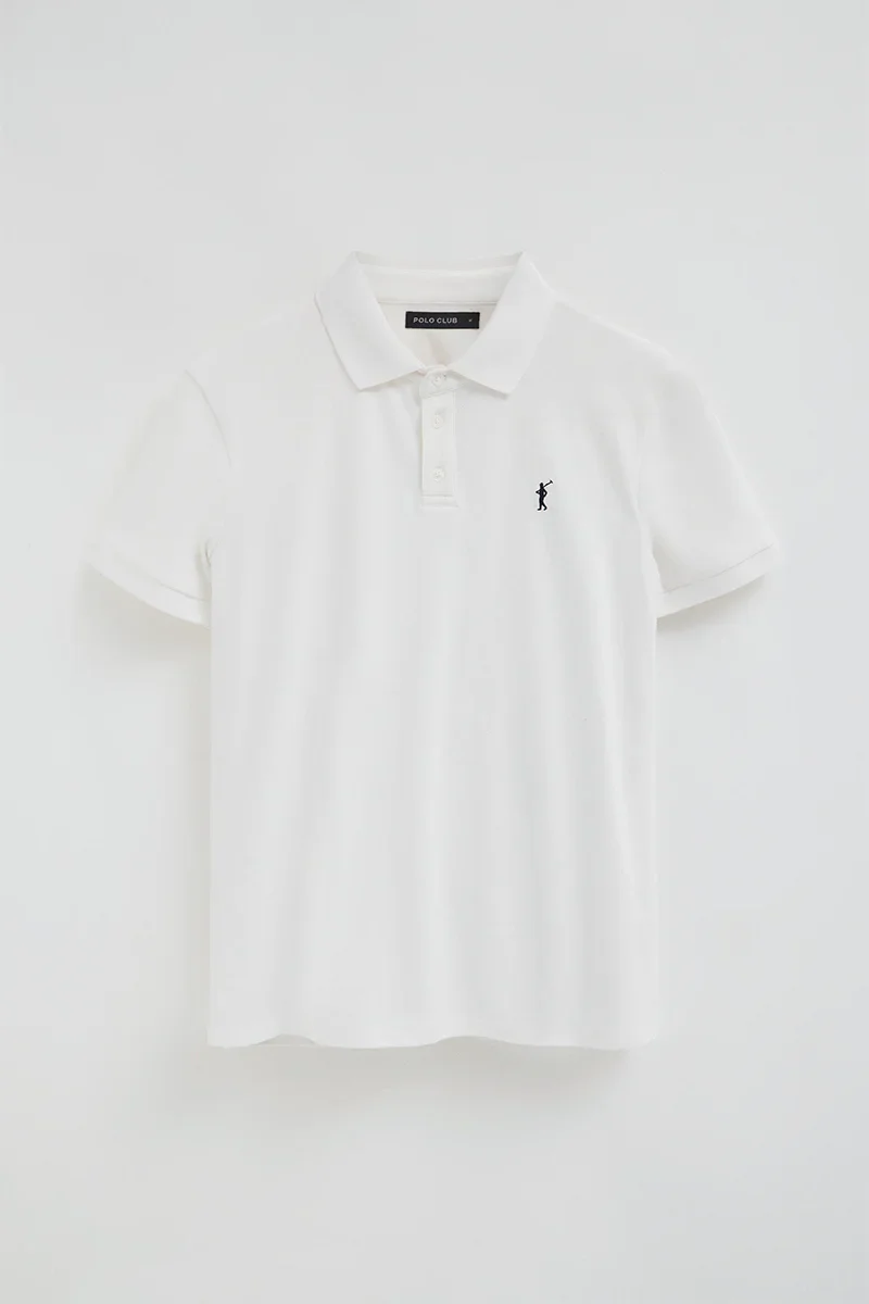 White slim-fit polo shirt with Rigby Go embroidery - Image 8