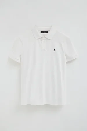 White slim-fit polo shirt with Rigby Go embroidery - Image 9