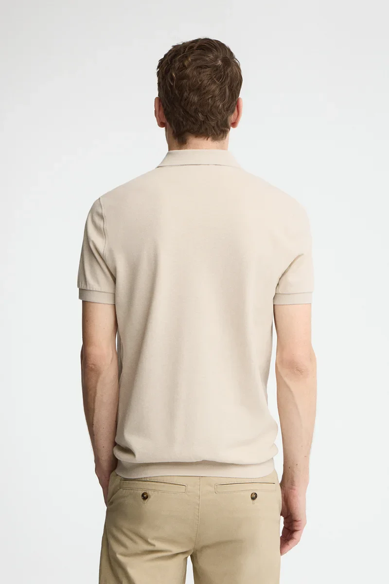 Beige cotton-linen polo shirt with Rigby Go embroidery - Image 5