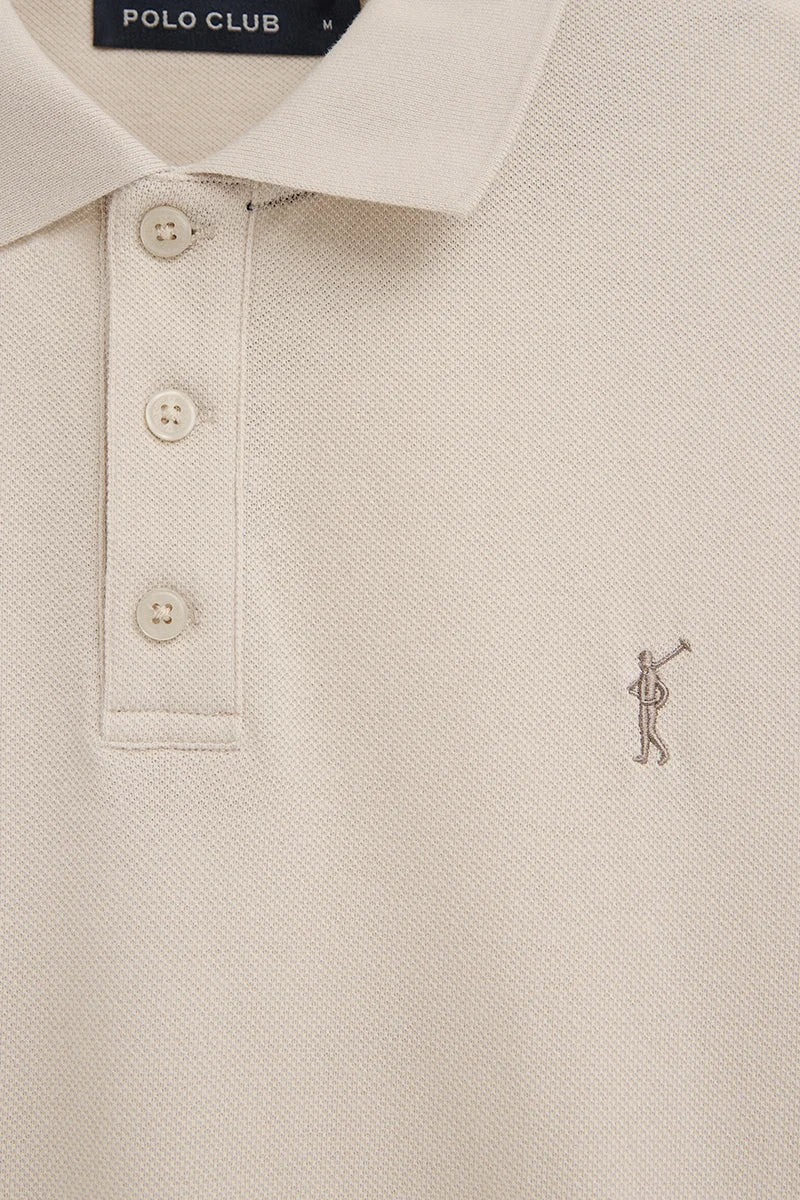 Beige cotton-linen polo shirt with Rigby Go embroidery - Image 7