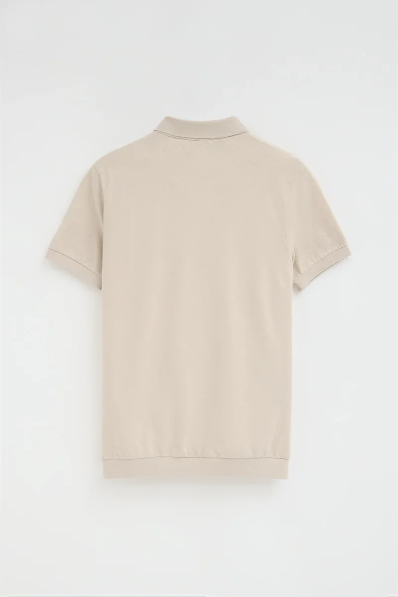 Beige cotton-linen polo shirt with Rigby Go embroidery - Image 8