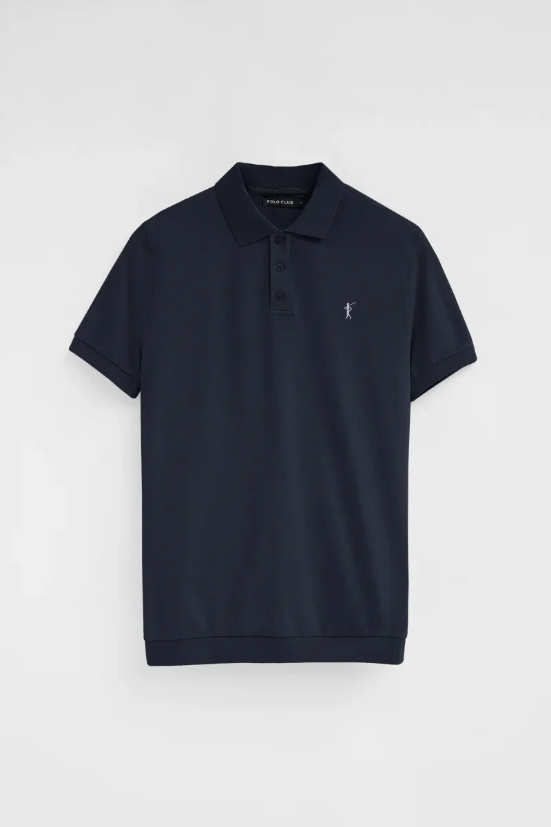 Navy-blue cotton-linen polo shirt with Rigby Go embroidery - Image 6