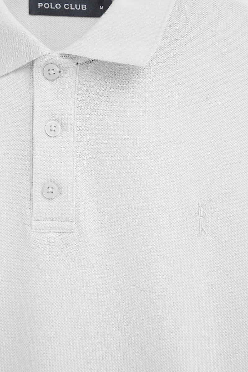 White cotton-linen polo shirt with Rigby Go embroidery - Image 6