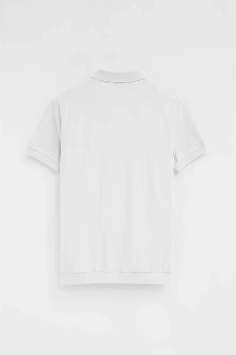 White cotton-linen polo shirt with Rigby Go embroidery - Image 7