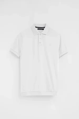 White cotton-linen polo shirt with Rigby Go embroidery - Image 9