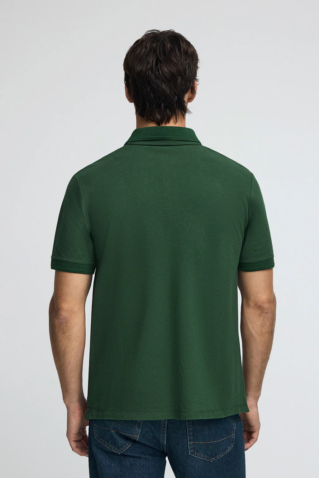 Bottle-green pique polo shirt with Rigby Go embroidered logo - Image 4