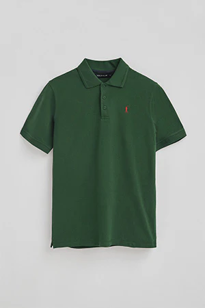 Bottle-green pique polo shirt with Rigby Go embroidered logo - Image 8