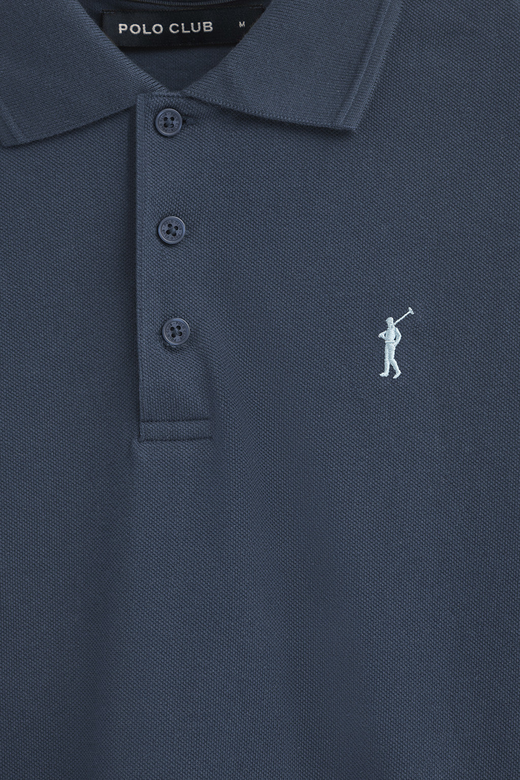 Denim-blue pique polo shirt with Rigby Go embroidered logo - Image 6