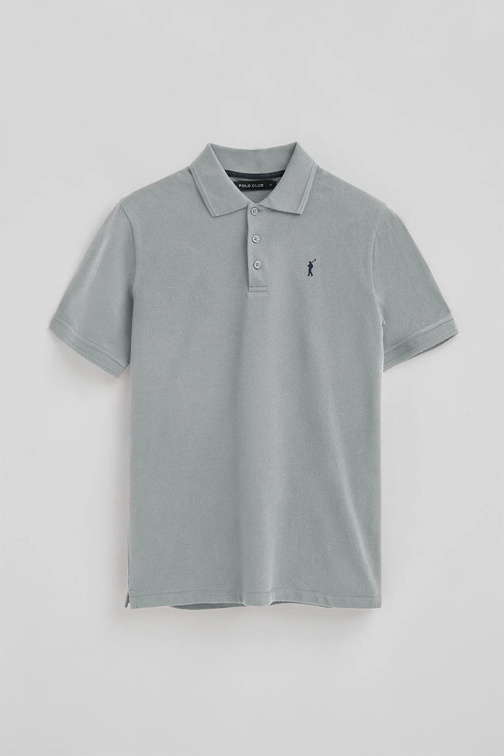 Blueish-grey pique polo shirt with Rigby Go embroidered logo - Image 5