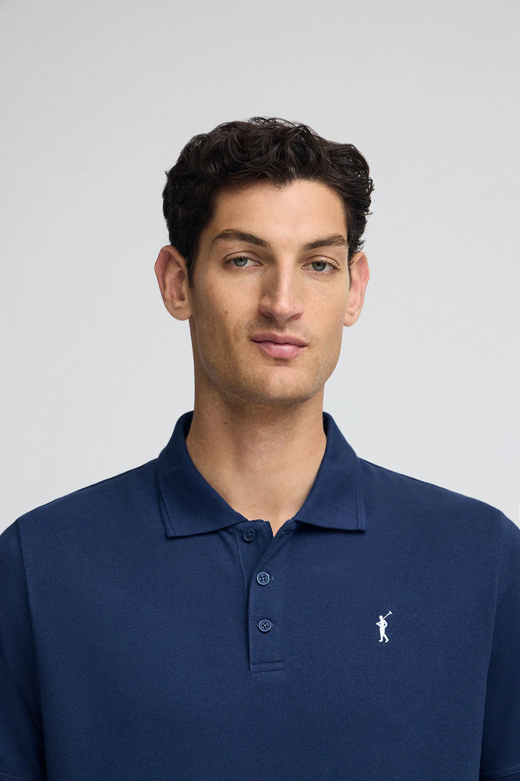 Indigo-blue pique polo shirt with Rigby Go embroidered logo - Image 2