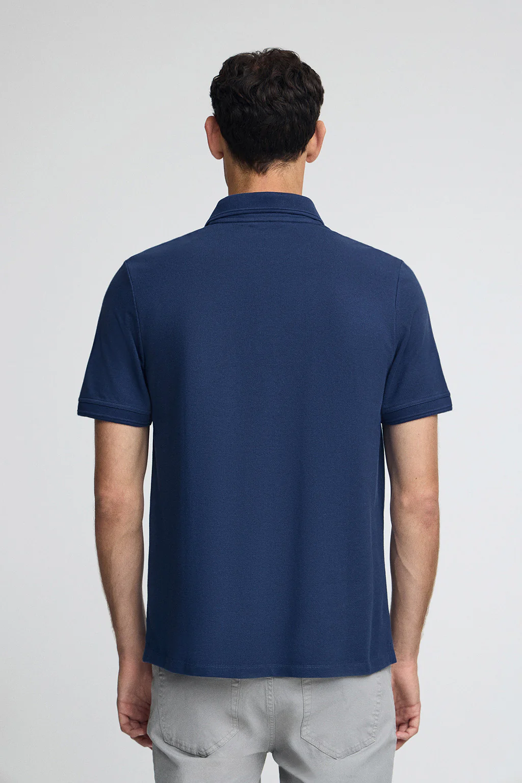Indigo-blue pique polo shirt with Rigby Go embroidered logo - Image 4