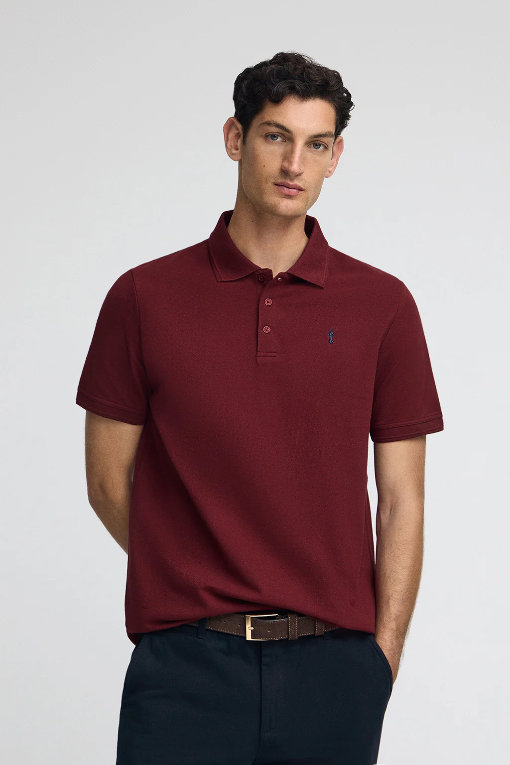 Maroon pique polo shirt with Rigby Go embroidered logo - Image 2