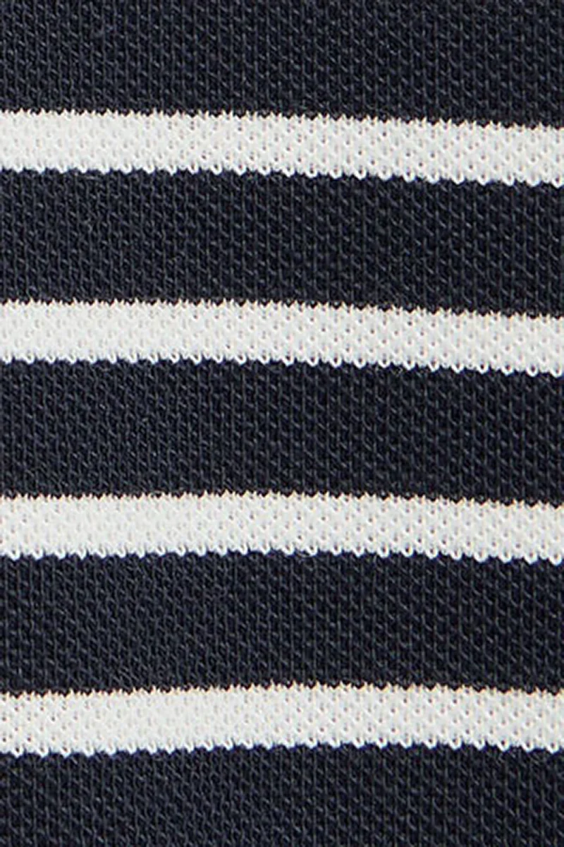 Striped polo shirt in navy blue and nude with Rigby Go embroidered logo - Image 11