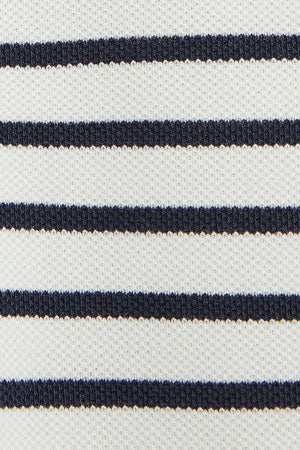Striped polo shirt in nude and navy blue with Rigby Go embroidered logo - Image 11