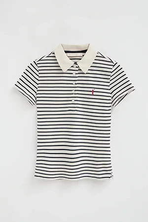 Striped slim-fit polo shirt in nude and navy blue with Rigby Go embroidery - Image 10