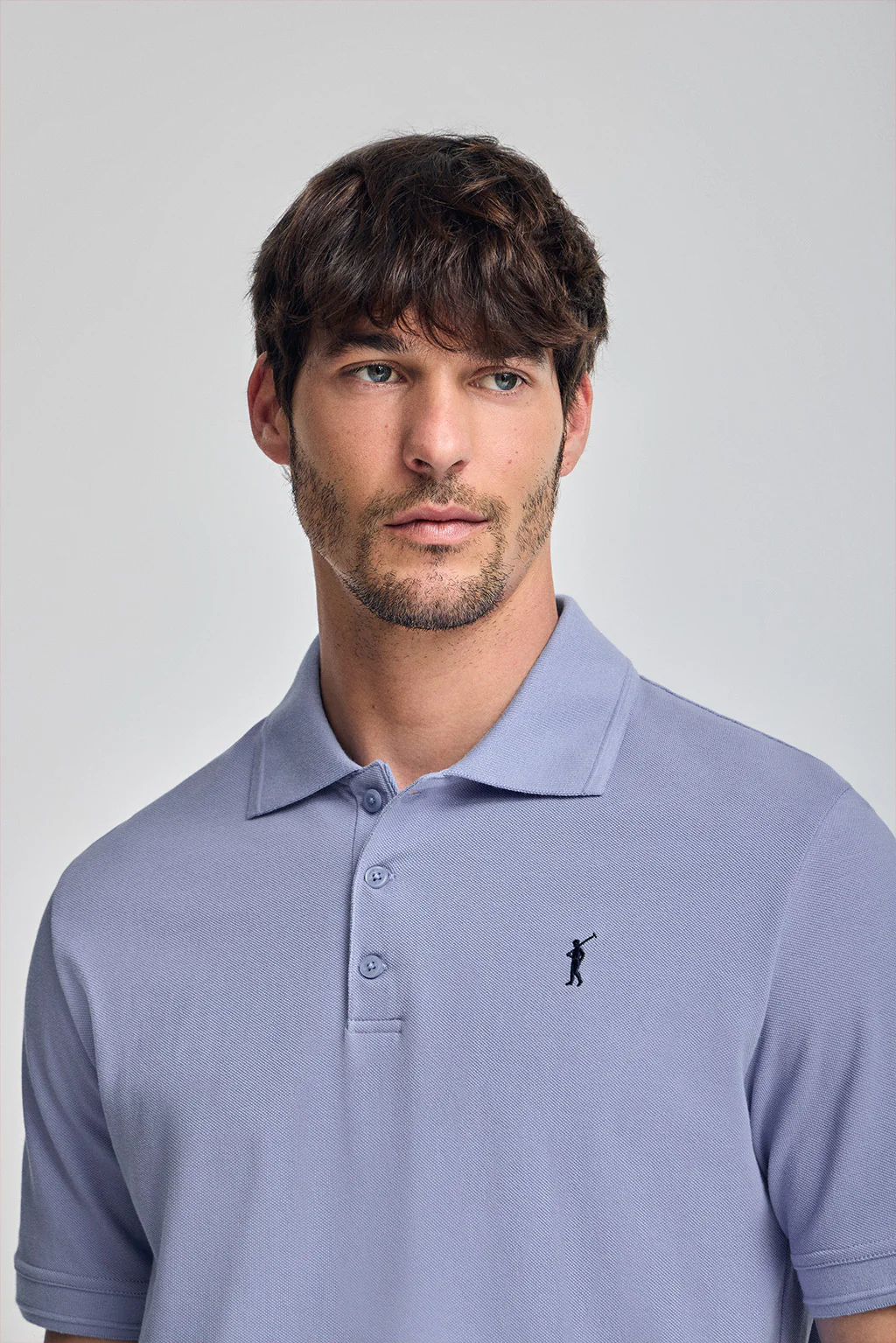 Aqua short-sleeve polo shirt with three buttons and Rigby Go embroidered logo - Image 3