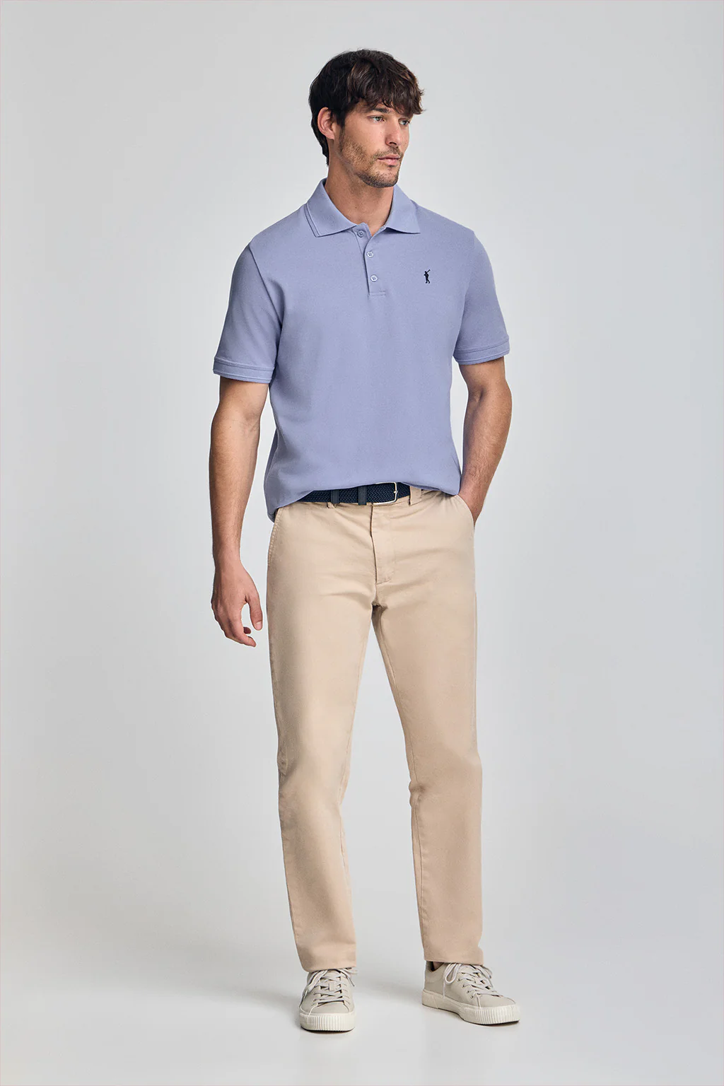 Aqua short-sleeve polo shirt with three buttons and Rigby Go embroidered logo - Image 4