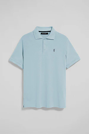 Light-blue short-sleeve polo shirt with three buttons and Rigby Go embroidered logo - Image 10