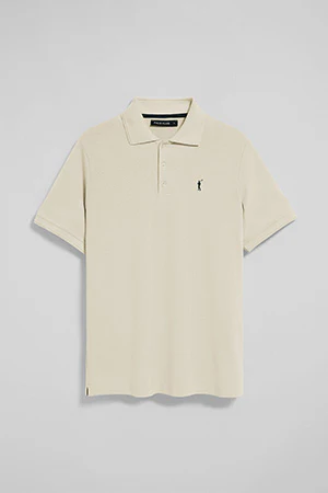 Nude short-sleeve polo shirt with three buttons and Rigby Go embroidered logo - Image 9
