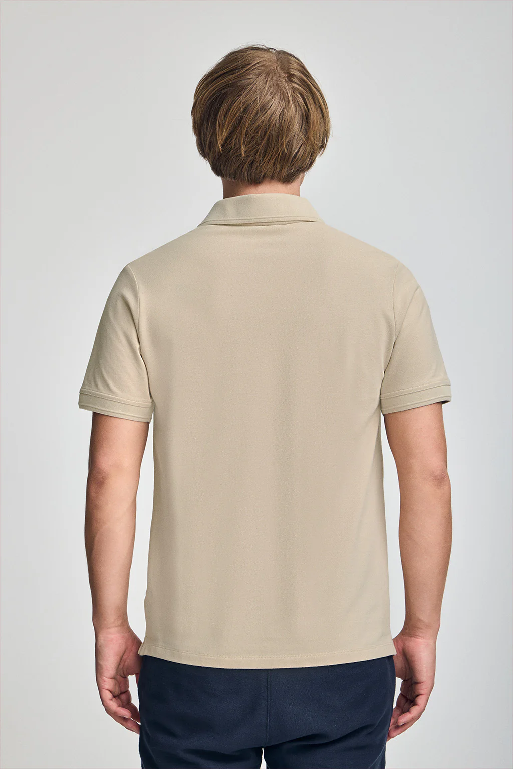 Beige short-sleeve polo shirt with three buttons and Rigby Go embroidered logo - Image 4