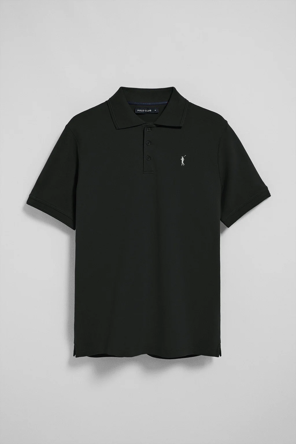 Black short-sleeve polo shirt with three buttons and Rigby Go embroidered logo - Image 5