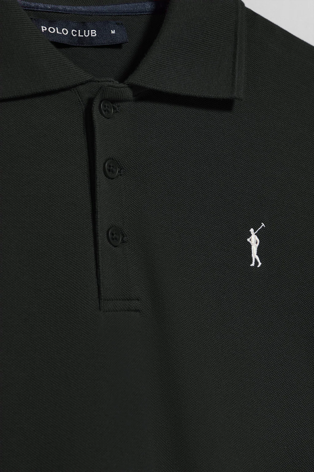 Black short-sleeve polo shirt with three buttons and Rigby Go embroidered logo - Image 7