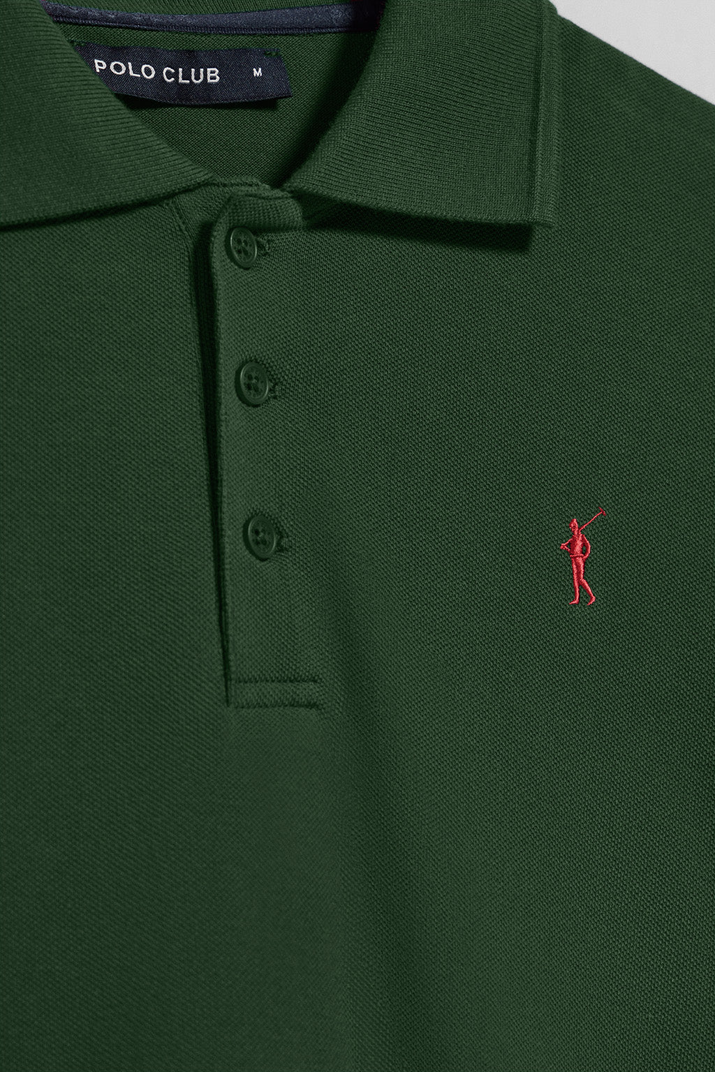 Bottle-green short-sleeve polo shirt with three buttons and Rigby Go embroidered logo - Image 7