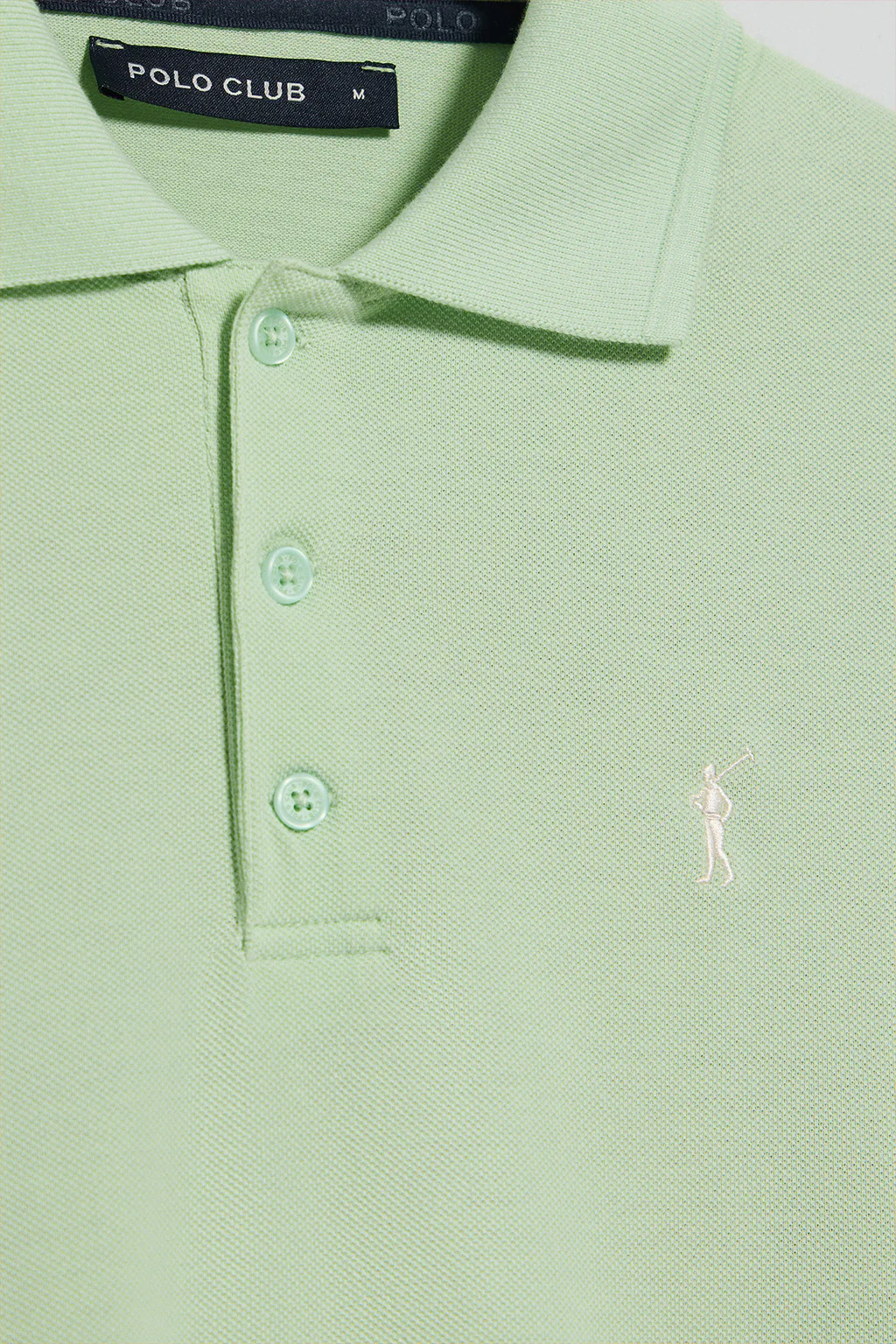 Mint short-sleeve polo shirt with three buttons and Rigby Go embroidered logo - Image 7