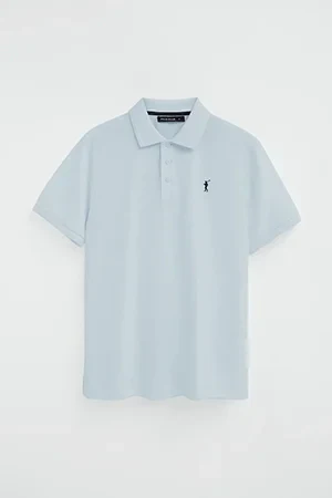 Light-blue short-sleeve polo shirt with Rigby Go embroidered logo - Image 10