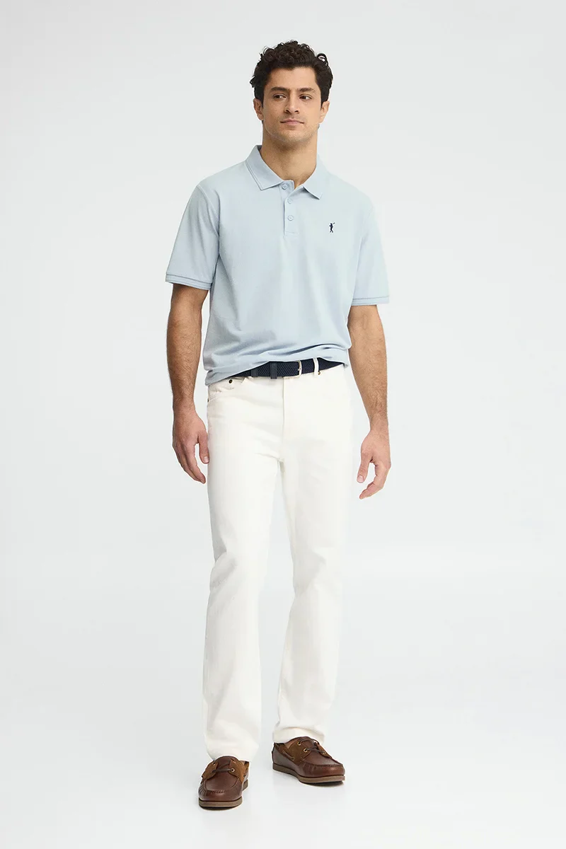 Light-blue short-sleeve polo shirt with Rigby Go embroidered logo - Image 4