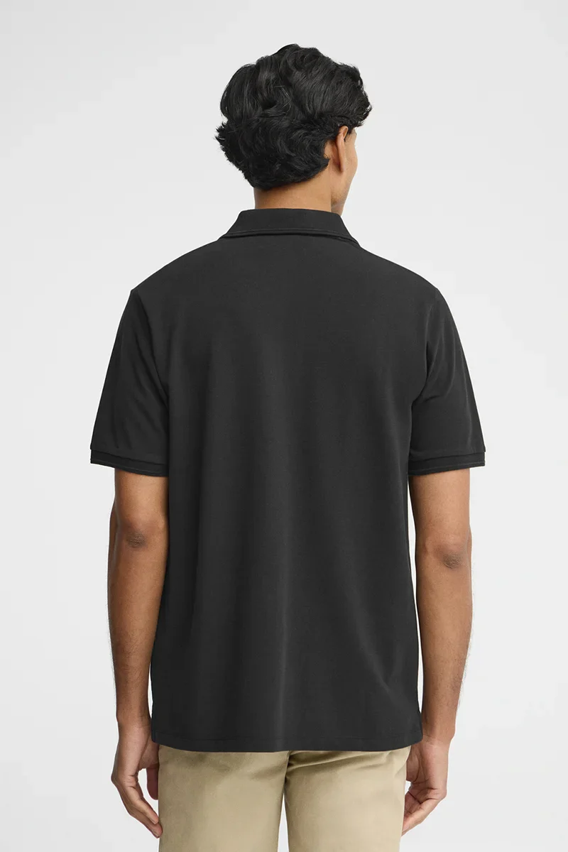 Black short-sleeve polo shirt with Rigby Go embroidered logo - Image 5