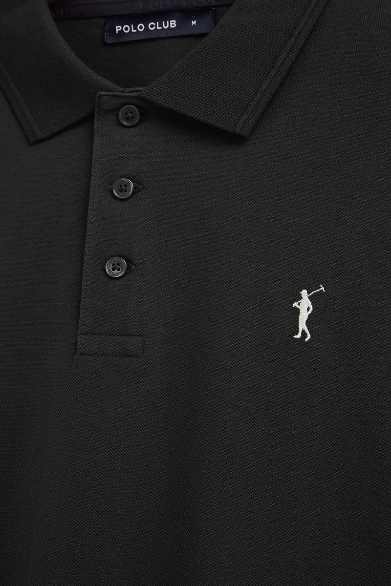 Black short-sleeve polo shirt with Rigby Go embroidered logo - Image 7