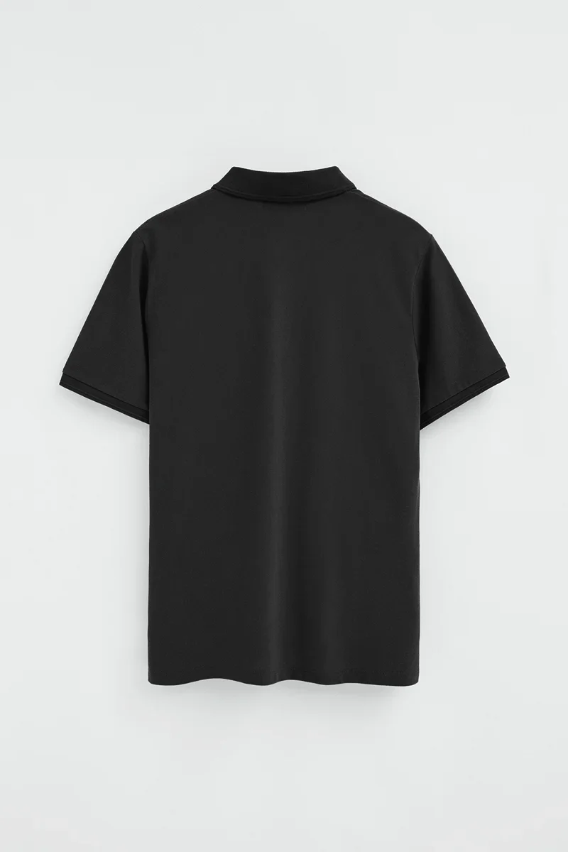 Black short-sleeve polo shirt with Rigby Go embroidered logo - Image 8