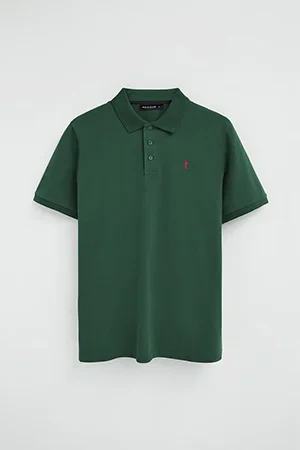 Bottle-green short-sleeve polo shirt with Rigby Go embroidered logo - Image 11